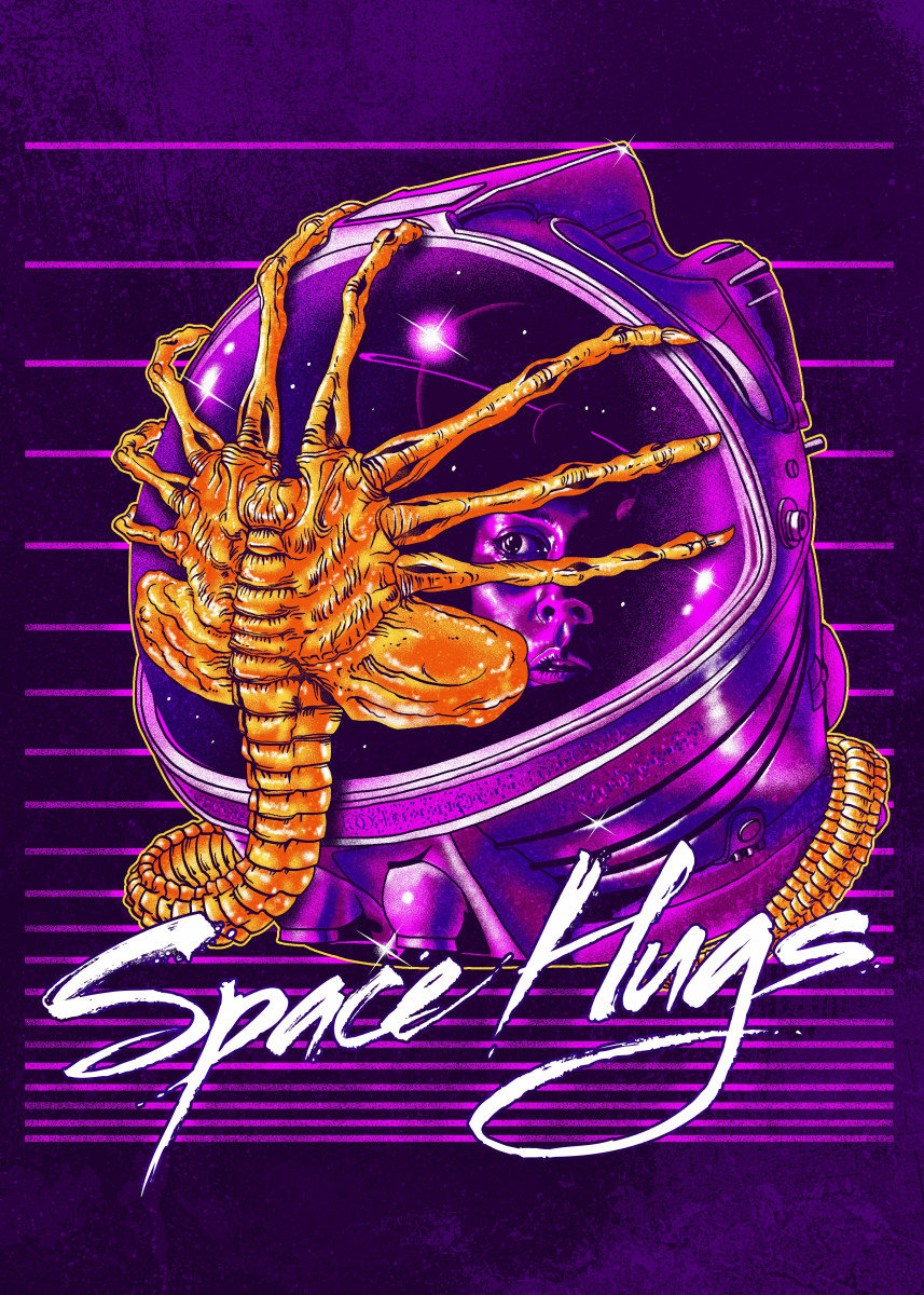 alien purple 80s metal print