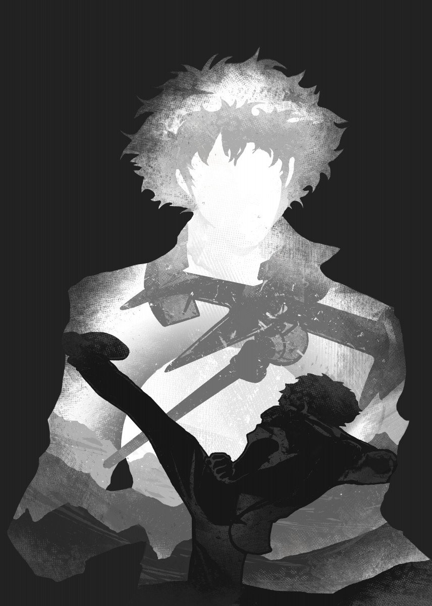 cowboy bebop anime monochrome poster