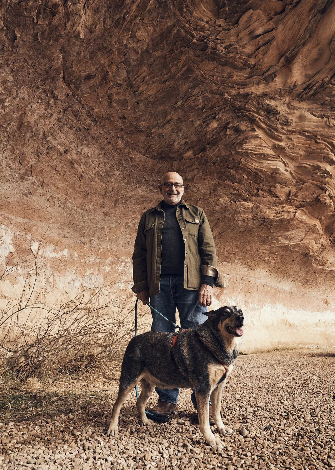 Francis Battista—with his dog Billy—first discovered the land for the sanctuary in 1982. “It had this sense of openness and air and space,” he recalls. “I just felt transported by it.”