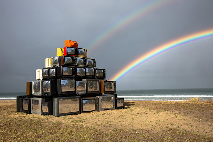 Es Devlin’s Illuminated Triangular ‘Library of Us’ Makes its Debut on Miami’s Shore