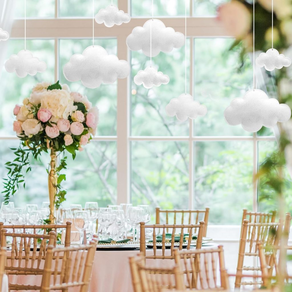 Indoor Cloud Setup with Colorful Panels Hanging in Space Indoor Cloud Setup with Colorful Panels Hanging in Space