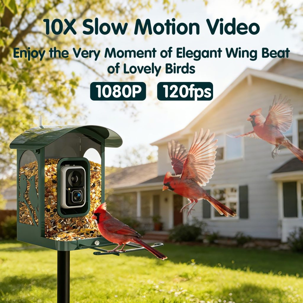 Hummingbird Feeder Featuring 4K Slow-Motion Video Recording