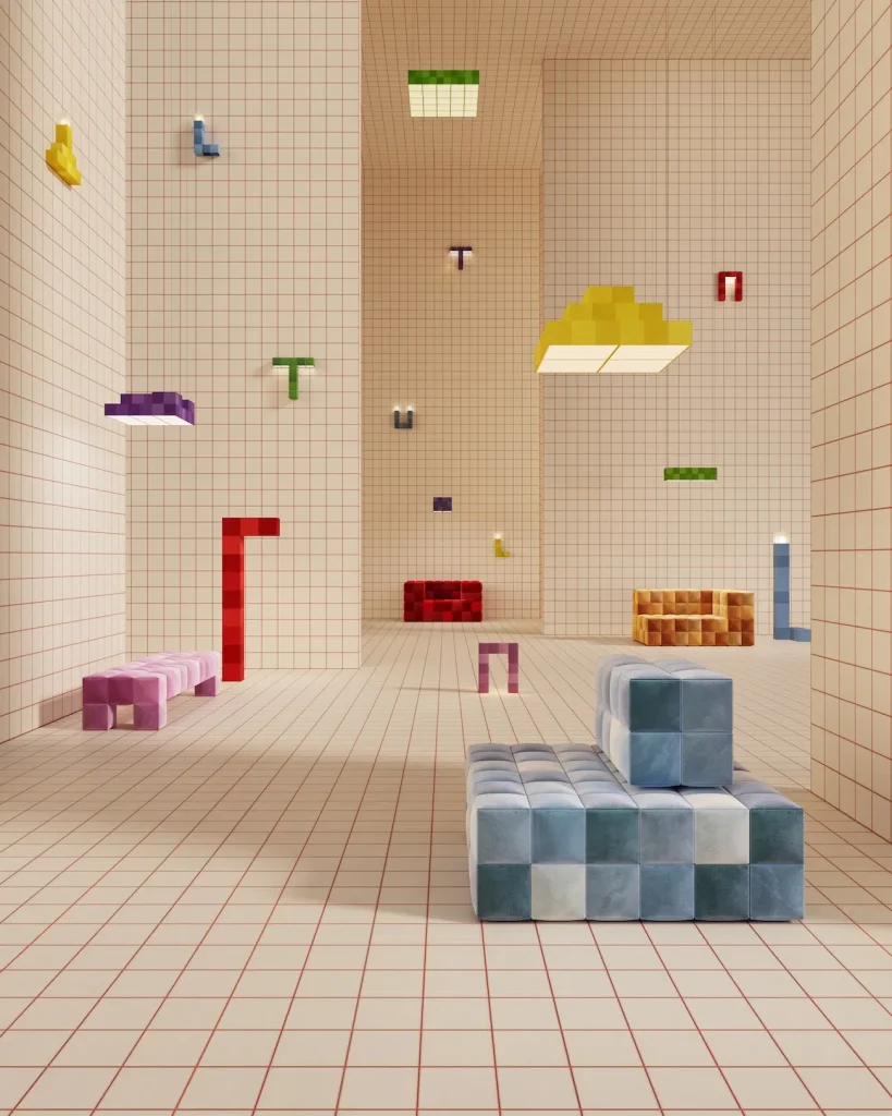 Pixelated Furnishings Influenced by Tetris and Minecraft Aesthetics
