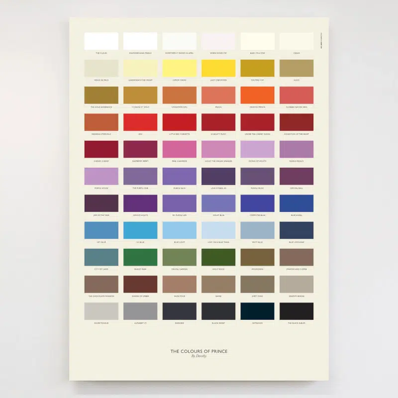 Chromatic Prince Poster Highlights 66 Color Inspirations from the Artist’s Legendary Tracks