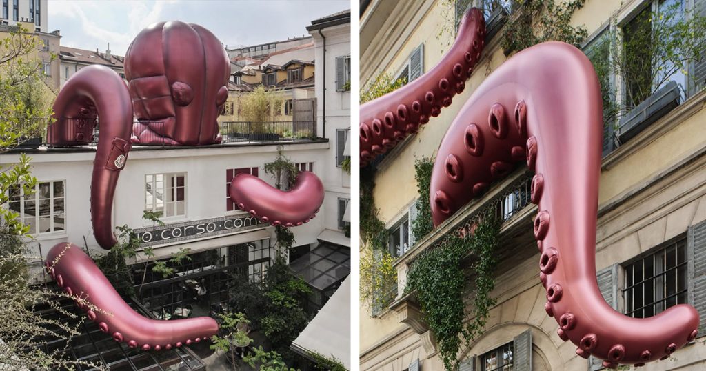 Moncler’s Inflatable Octopus Exhibit Takes Center Stage at Concept Store During Milan Design Week