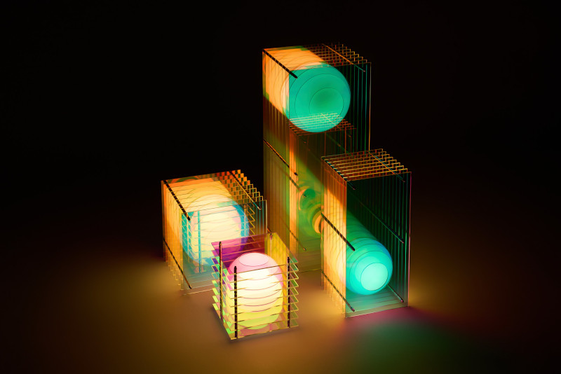 Sculptural Light Designed from Stacked Opal Glass Drawn from a Unique Shimmering Atmosphere Sculptural Light Designed from Stacked Opal Glass Drawn from a Unique Shimmering Atmosphere