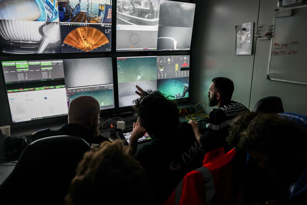 Experts watch live feeds of remotely operated vehicle