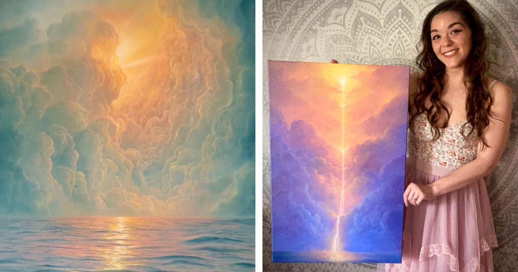 Illuminated Oil Paintings Highlight the Path of Light from Heaven to Ocean