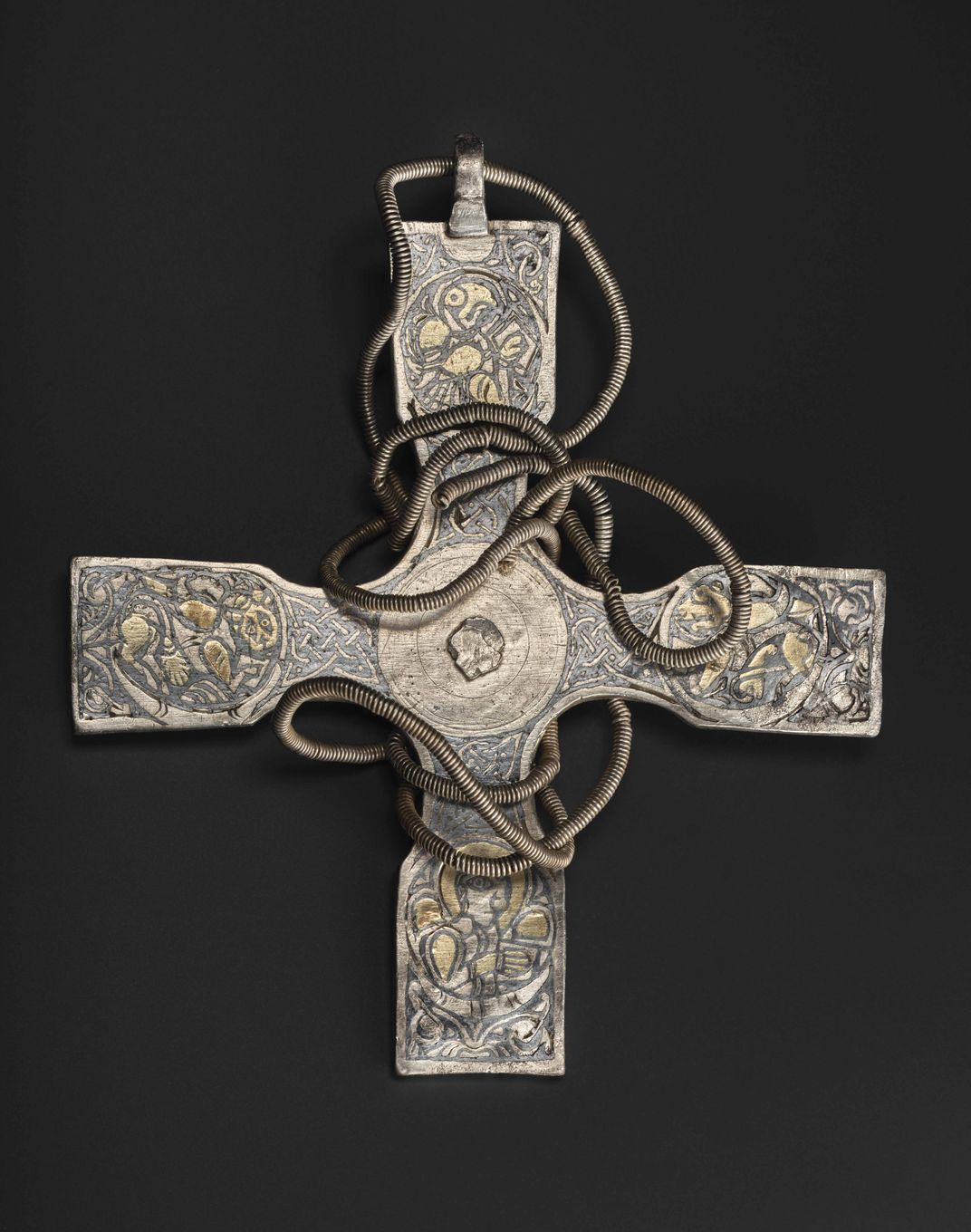 A silver pectoral cross from the Galloway Hoard, which was found in Scotland in 2014